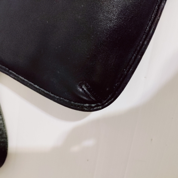 Vintage Coach Black Leather Slim Hippie Flap Crossbody Saddle Messenger Bag 9135 - Picture 11 of 14